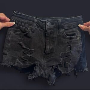 AMERICAN EAGLE Distressed Black Denim Shorts